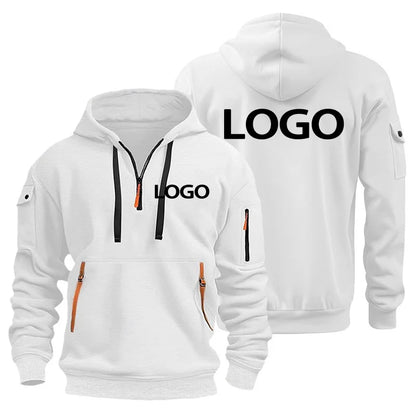 Sweat-shirt de sport européen pour hommes, ample et décontracté, avec fermeture éclair, poche sur le bras, personnalisé avec votre Logo, veste à capuche à épaules tombantes, pull