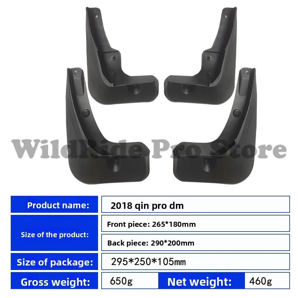 Garde-boue avant et arrière pour voiture hybride BYD Qin PRO DM 2018, Installation facile, Protection de garde-boue en caoutchouc souple PP