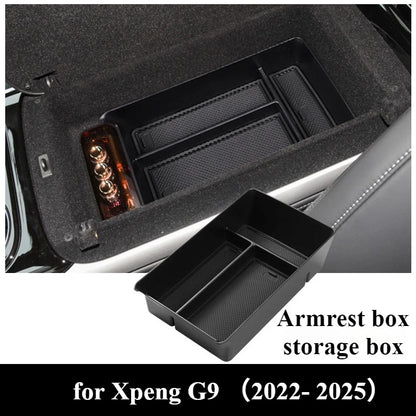 مسند ذراع لسيارة Xpeng G9 2022 – 2023، صندوق تخزين للتحكم المركزي، حامل أكواب لشاشة الكونسول، صندوق تخزين للأبواب، إكسسوارات داخلية للسيارة