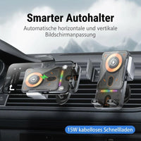 Support de téléphone pour voiture et chargeur sans fil 2 en 1 – 360 °   Support de navigation rotatif 15W à charge rapide pour smartphones, fixation sur grille d'aération