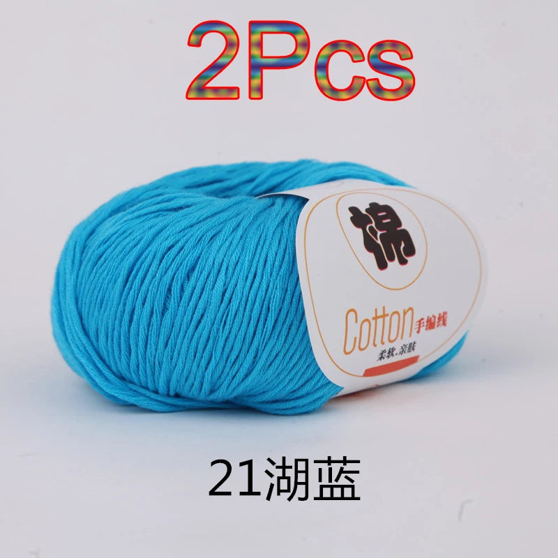 Fil à tricoter doux 100% coton, 2 pièces, fil au Crochet pour tricot, pull, couverture, gants, chapeau, écharpe, crochet, sac amigurumi, pantoufle