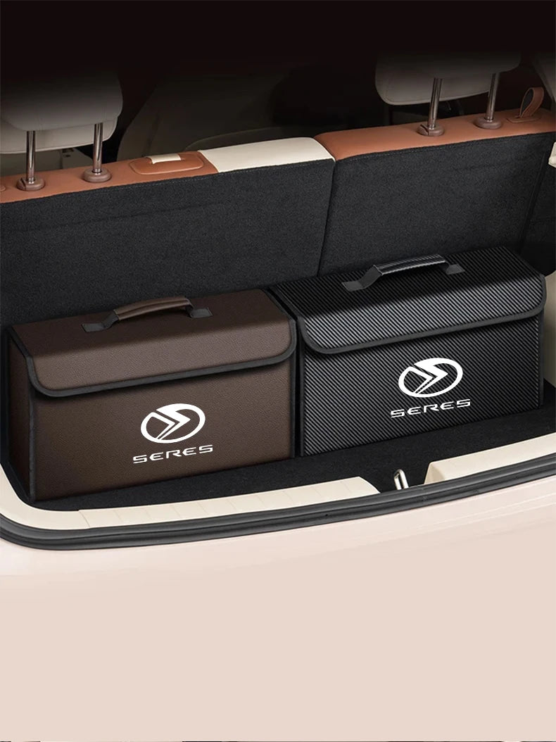 Boîte de rangement de coffre de voiture en cuir pliable en Fiber de carbone pour série 7 série 5 série 8 9 2025 M7 M5, sac de rangement automatique, accessoires