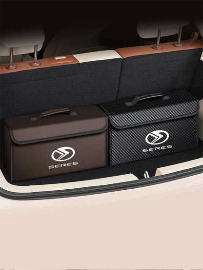 Boîte de rangement de coffre de voiture en cuir pliable en Fiber de carbone pour série 7 série 5 série 8 9 2025 M7 M5, sac de rangement automatique, accessoires