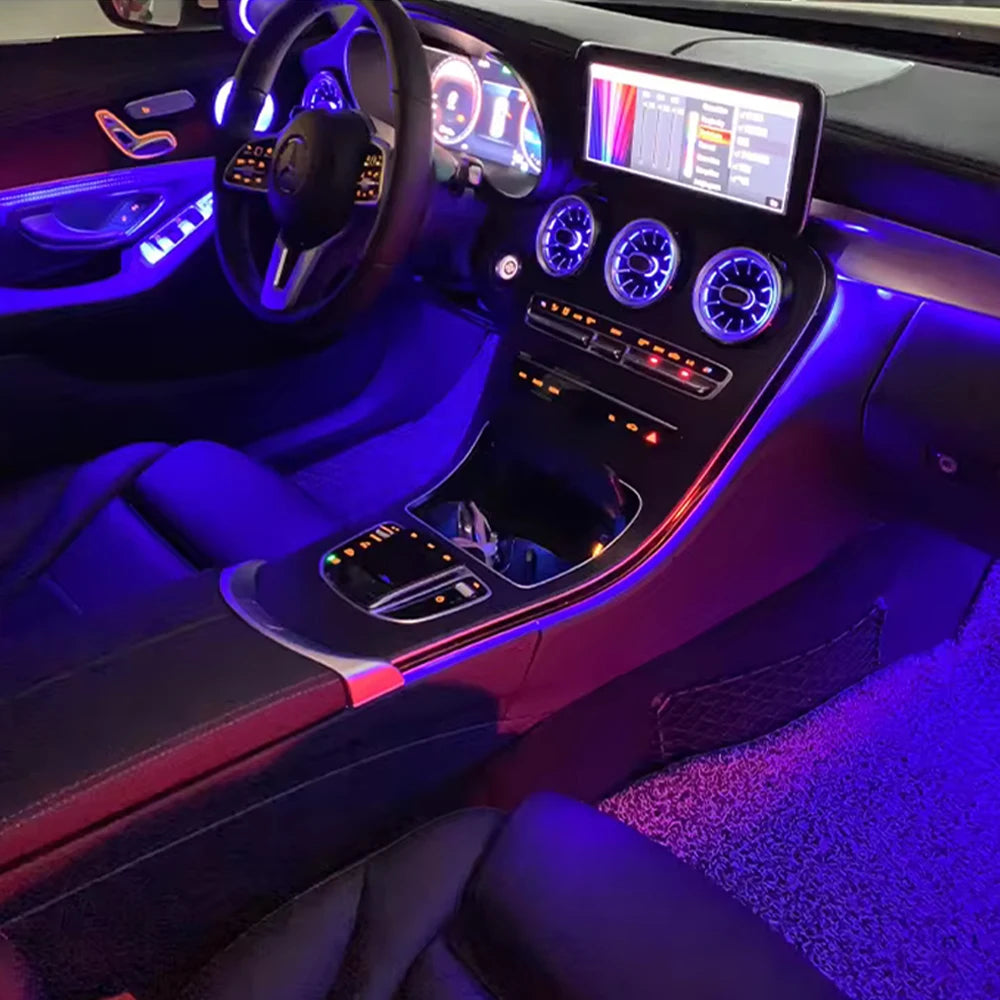 كابل ضوء محيطي LED Tech لسيارات مرسيدس بنز، مصابيح زخرفية، ترقية أصلية، 3 ألوان، 64 لونًا، W205، X253، GLC