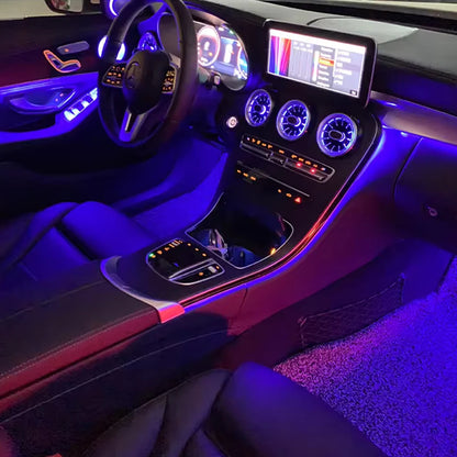 كابل ضوء محيطي LED Tech لسيارات مرسيدس بنز، مصابيح زخرفية، ترقية أصلية، 3 ألوان، 64 لونًا، W205، X253، GLC