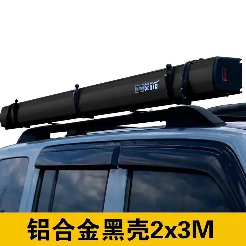 Coque en alliage d'aluminium tout-terrain SUV tente latérale de voiture extérieure pare-soleil auvent en caoutchouc noir tente latérale personnalisée