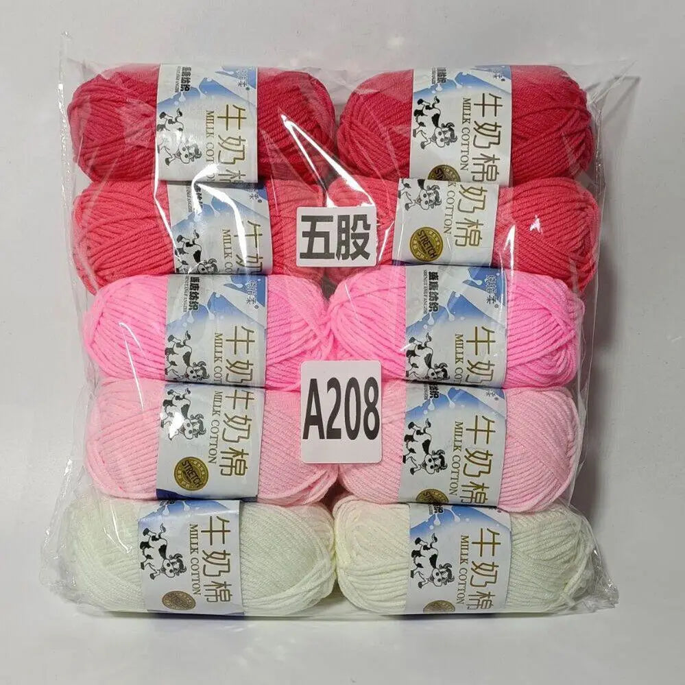 Fil de coton au lait de couleurs mélangées, 10 pièces, 500g, 5 plis, ensemble de fils au Crochet doux, fleurs tricotées à la main, fils peignés artisanaux au Crochet