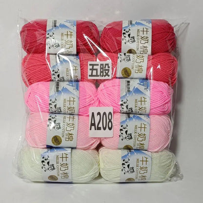 Fil de coton au lait de couleurs mélangées, 10 pièces, 500g, 5 plis, ensemble de fils au Crochet doux, fleurs tricotées à la main, fils peignés artisanaux au Crochet