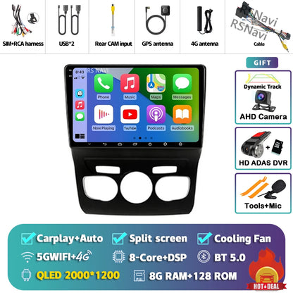 Android 15 Carplay DSP WIF + 4G autoradio GPS lecteur multimédia pour citroën C4 C4L DS4 2013 2014 2015 2016 2017 caméra stéréo 360