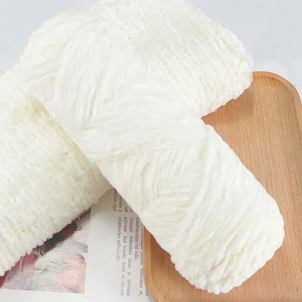 Fil de velours doux en Chenille, mélange de laine tricotée au Crochet, écharpe faite à la main, manteau, couverture et chapeau pour bébé, 95g