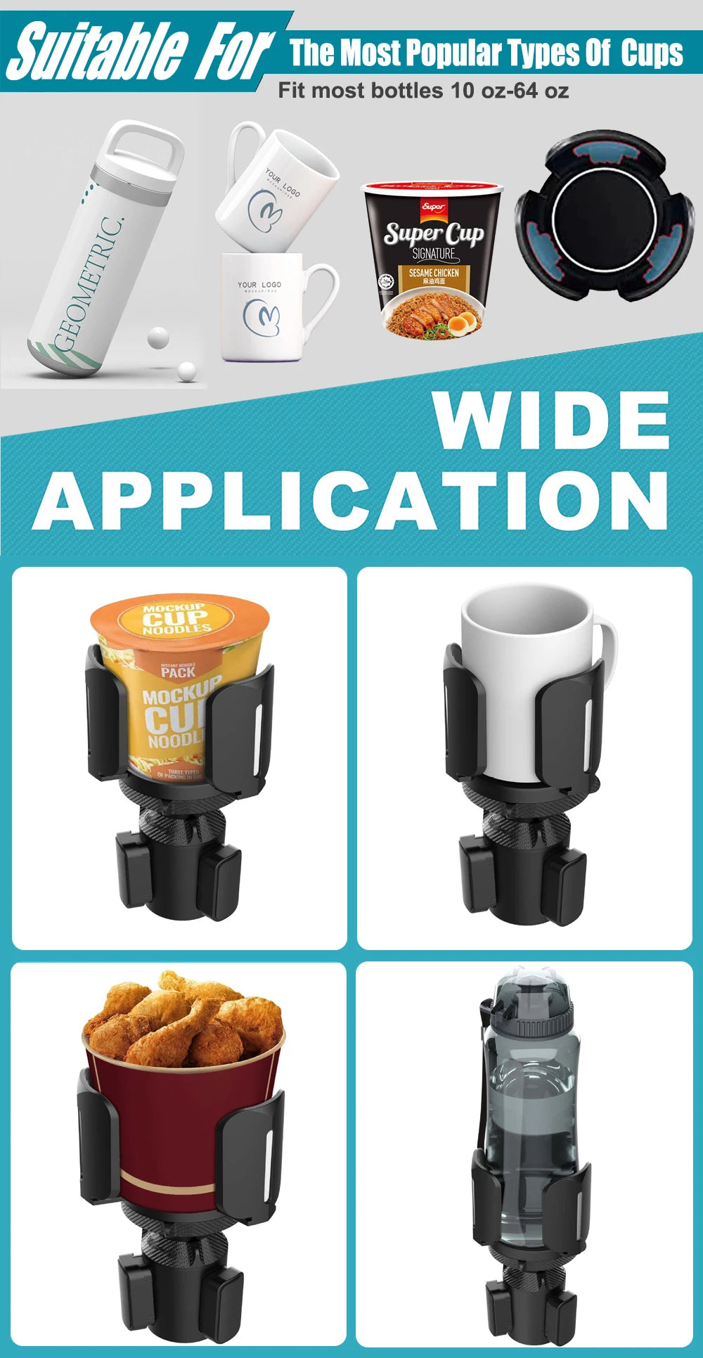 Base de tasse de boisson multifonctionnelle pour véhicule, avec porte-gobelet réglable, porte-gobelet de voiture extensible amélioré
