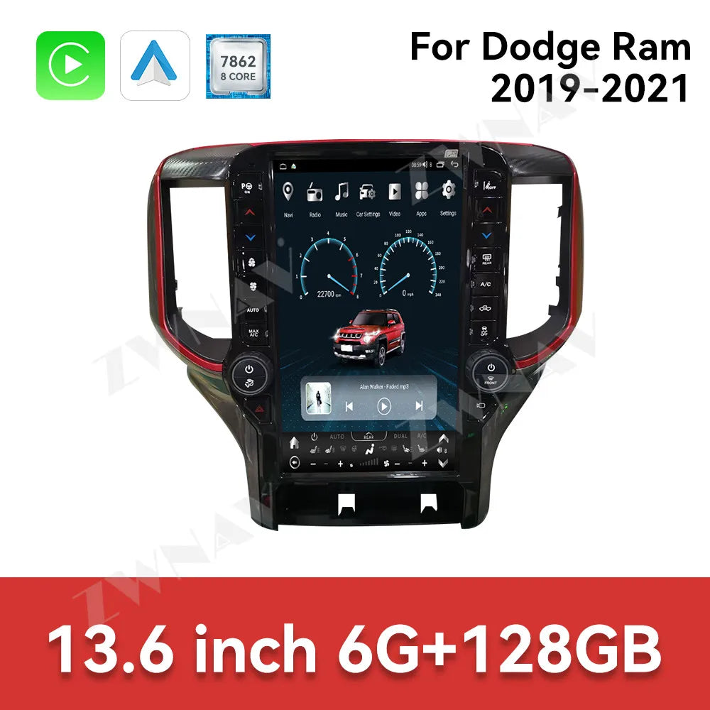 Autoradio Android 14 Carplay, écran tactile HD 13.6 pouces, pour Dodge Ram 1500 2500 2019 – 2021, Navigation GPS, lecteur multimédia de voiture