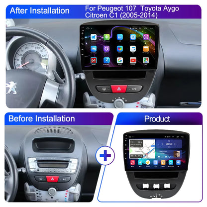 LEHX-Autoradio L6 Pro, Android 14, 2 Din, Stéréo, CarPlay, Limitation de Courant, GPS, pour Voiture KIT 107, Toyota Aygo, Cristaux en C1 (2005-2014)