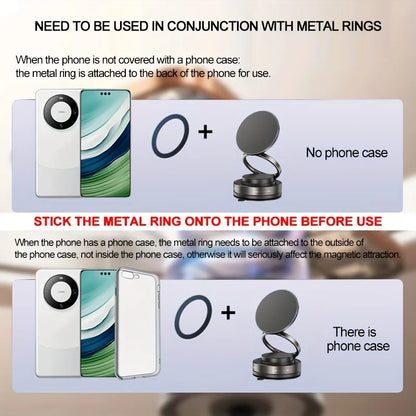 360 °   Support de téléphone magnétique sous vide réglable, ventouse pliable améliorée, support de téléphone pour tableau de bord de voiture, pare-brise, support de Smartphone