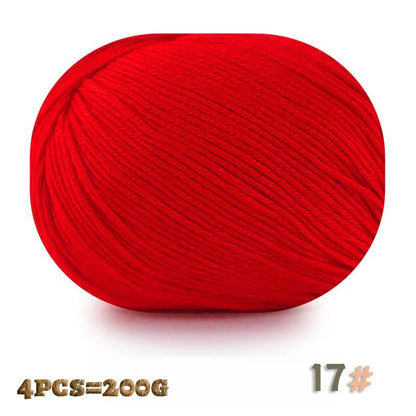200 g 6 brins de boules de fil doux tricotées faites à la main d'épaisseur moyenne pour la fabrication de pulls, chapeaux, foulards, gants, chaussures en fil, boules de fil doux, 1 pièce = 4 boules = 200 grammes
