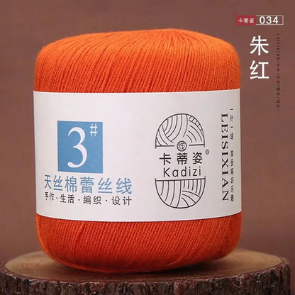 Fils de dentelle en coton mercerisé, fils de dentelle au crochet, broderie à la main, artisanat d'art, couvertures de bricolage, écharpe et pull, taille 3, # 100%