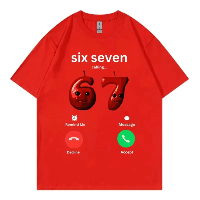 67 appelle drôle Meme T-shirt hommes femmes haute qualité mode surdimensionné T-shirts été décontracté coton à manches courtes T-shirts
