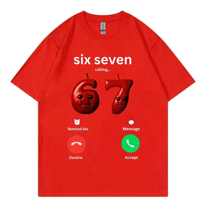 67 appelle drôle Meme T-shirt hommes femmes haute qualité mode surdimensionné T-shirts été décontracté coton à manches courtes T-shirts