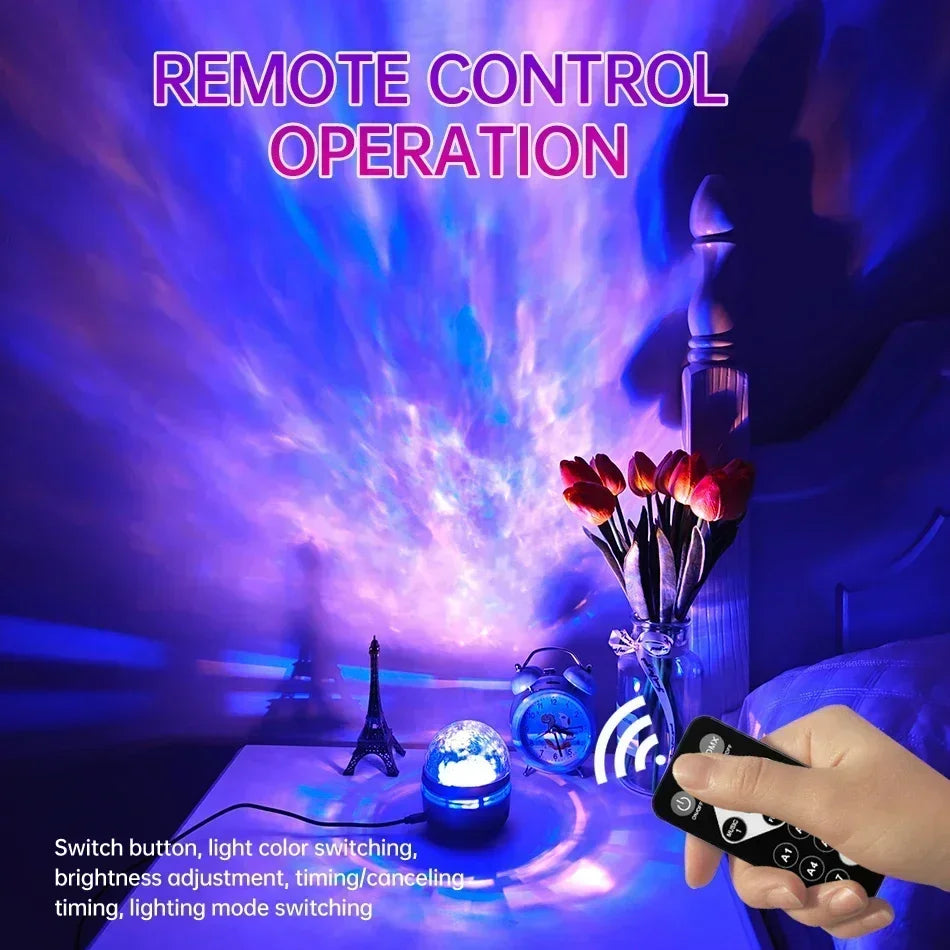 جهاز عرض النجوم المجري RGB يعمل بمنفذ USB، مصباح ليلي مع جهاز تحكم عن بعد، مثالي لتزيين الغرف والحفلات وهدايا أعياد الميلاد