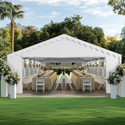 Tente de réception extérieure robuste 20x40, grande tente commerciale pour événements et mariages avec parois latérales amovibles et 7 sacs de rangement