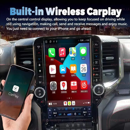 Autoradio Android 13 8 + 128 go, pour Dodge Ram 1500 2500 3500 2019-2023 Carplay Android Auto 4G, lecteur multimédia de voiture GPS QLED