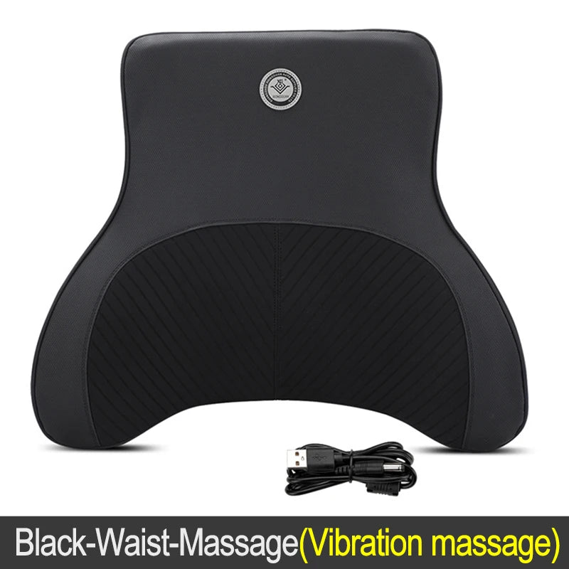 Coussin de cou de massage de vibration de voiture, support lombaire intelligent électrique, coussin de dos de repos de sauna de siège de voiture de voyage