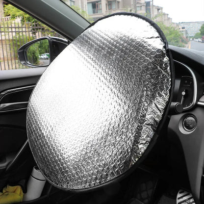 Pare-soleil de pare-brise de voiture en aluminium, Protection solaire Anti-uv, pliable, fournitures de voiture, pare-soleil pour volant de voiture, argent