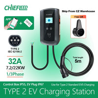 Chiefleed 22KW 32A Type 3 phases chargeur EV Portable Wi-Fi APP contrôle EVSE boîte de charge Station de charge pour chargeur de voiture électrique