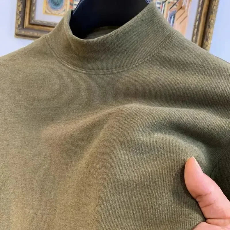 Sous-vêtements thermiques à Base épaisse pour hommes, T-shirt décontracté à manches longues et col Semi-haut pour porter à l'intérieur et à l'extérieur, automne et hiver