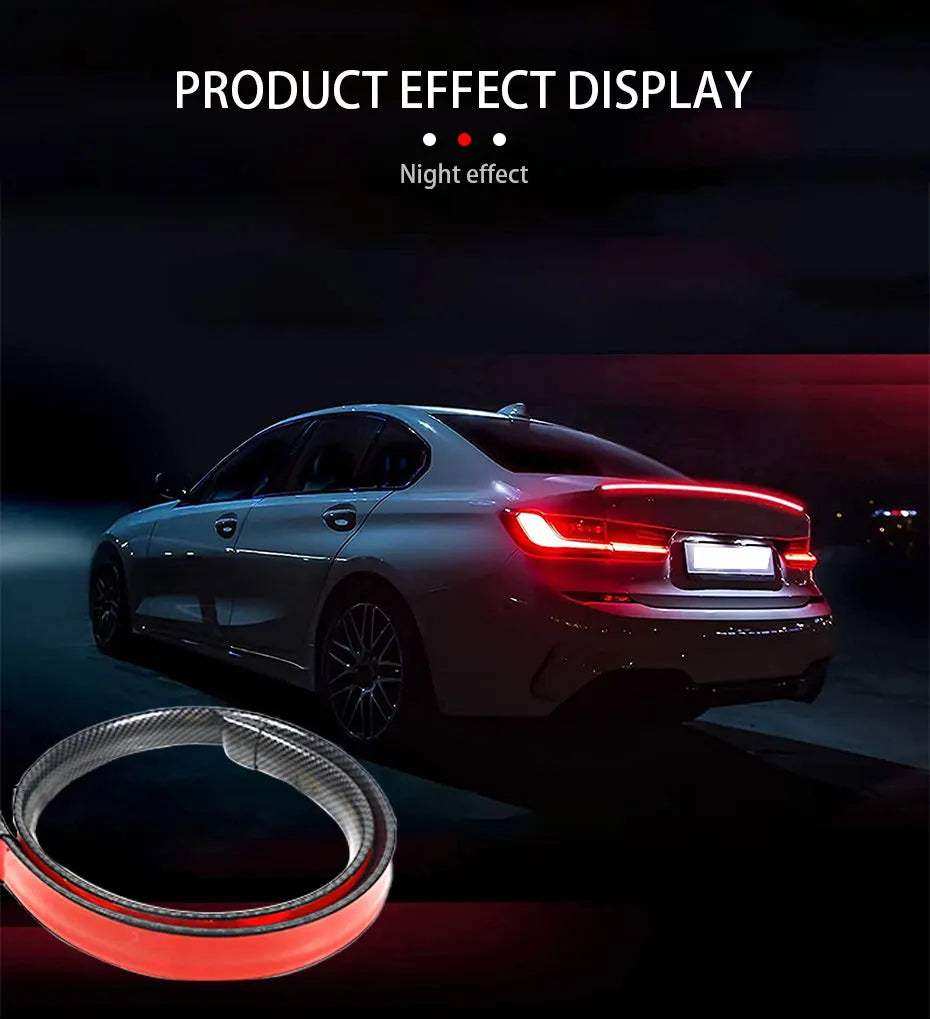 SEAMETAL 120cm Led Spoiler lumière universelle en Fiber de carbone voiture becquet arrière lampe à flux la troisième feu Stop feux de signalisation d'arrêt 12V