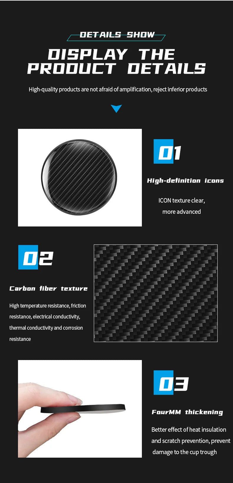 Dessous de verre antidérapant en Fiber de carbone pour tasse d'eau de voiture, pour Opel Astra J K OPC Corsa Vectra D Zafira B Insignia Mokka Vivaro