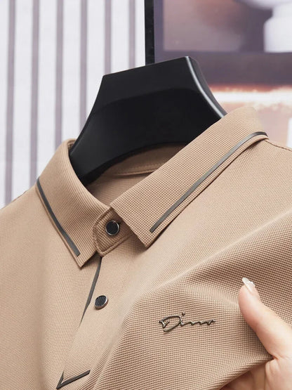 Polo sans couture pour hommes, T-shirt de luxe en tissu Cool, décontracté, Golf, coupe cintrée, col chemisier, nouvelle collection