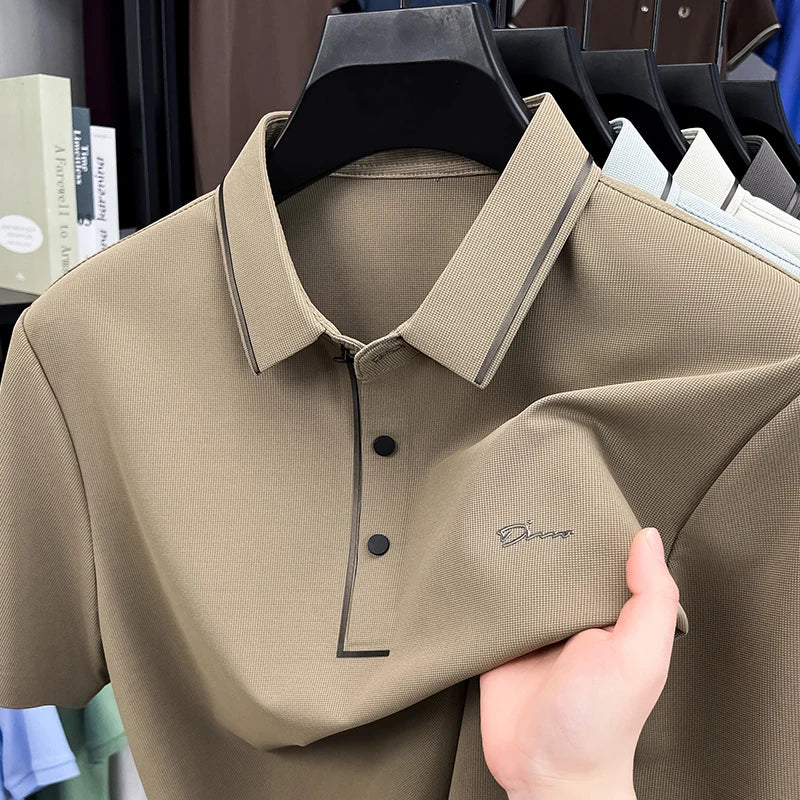 T-shirt à manches courtes pour hommes marque de luxe légère polo populaire haut confortable et soyeux respirant et décontracté 2025 été