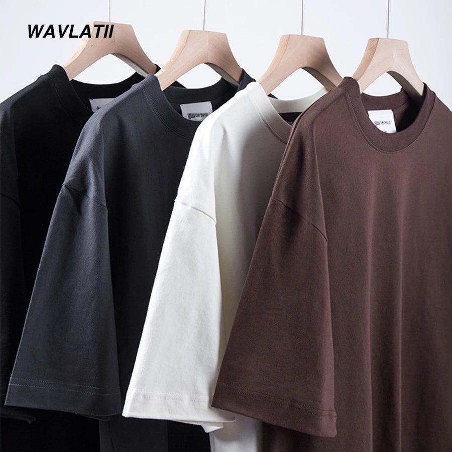 WAVLATII-تي شيرت رجالي ونسائي يسمح بالتهوية، ملابس الشارع كاجوال، أبيض، أسود، أساسي، صيفي، Y-for Young، جديد، 260، 101WMT2401