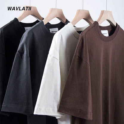 WAVLATII-تي شيرت رجالي ونسائي يسمح بالتهوية، ملابس الشارع كاجوال، أبيض، أسود، أساسي، صيفي، Y-for Young، جديد، 260، 101WMT2401