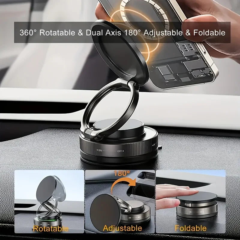 360 °   Support de téléphone magnétique sous vide réglable, ventouse pliable améliorée, support de téléphone pour tableau de bord de voiture, pare-brise, support de Smartphone