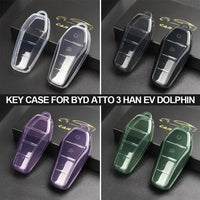 Étui transparent pour clé de voiture en TPU souple, télécommande à 4 boutons, housse de protection, accessoires, BYD Qin Plusdmi Atto 3 Han EV DolDave