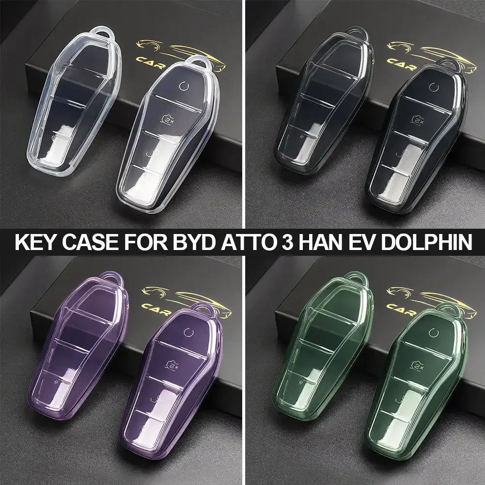 Étui transparent pour clé de voiture en TPU souple, télécommande à 4 boutons, housse de protection, accessoires, BYD Qin Plusdmi Atto 3 Han EV DolDave