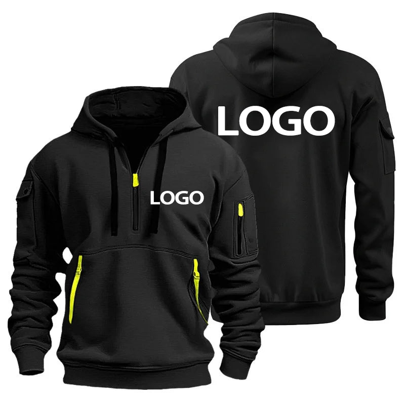 Sweat-shirt de sport européen pour hommes, ample et décontracté, avec fermeture éclair, poche sur le bras, personnalisé avec votre Logo, veste à capuche à épaules tombantes, pull
