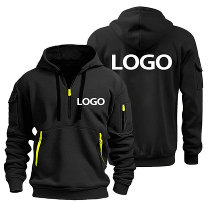 Sweat-shirt de sport européen pour hommes, ample et décontracté, avec fermeture éclair, poche sur le bras, personnalisé avec votre Logo, veste à capuche à épaules tombantes, pull