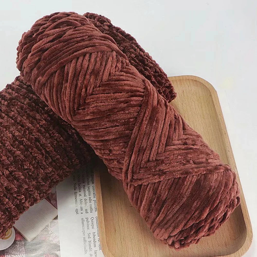 Fil de velours doux en Chenille, mélange de laine tricotée au Crochet, écharpe faite à la main, manteau, couverture et chapeau pour bébé, 95g
