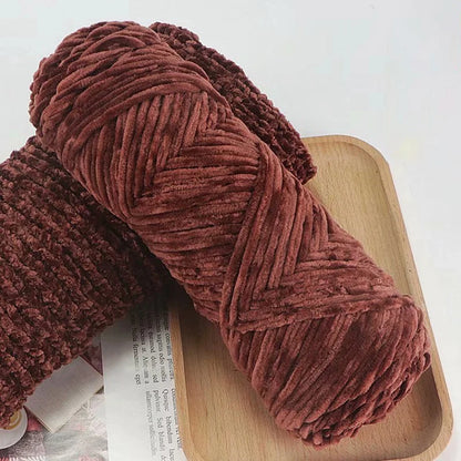 Fil de velours doux en Chenille, mélange de laine tricotée au Crochet, écharpe faite à la main, manteau, couverture et chapeau pour bébé, 95g