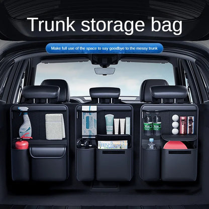 Sac de rangement en cuir pour coffre de voiture, organisateur d'outils pliables pour dossier de siège de voiture, rangement UV multifonctionnel, organisateur suspendu pour siège arrière de suv