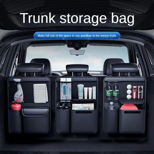 Sac de rangement en cuir pour coffre de voiture, organisateur d'outils pliables pour dossier de siège de voiture, rangement UV multifonctionnel, organisateur suspendu pour siège arrière de suv