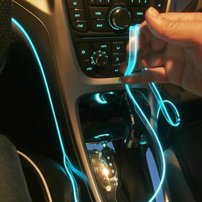 Bande Lumineuse LED Flexible de 5m, Tube de Lumière Froide EL avec USB, Lampe d'Ambiance de Décoration Automobile
