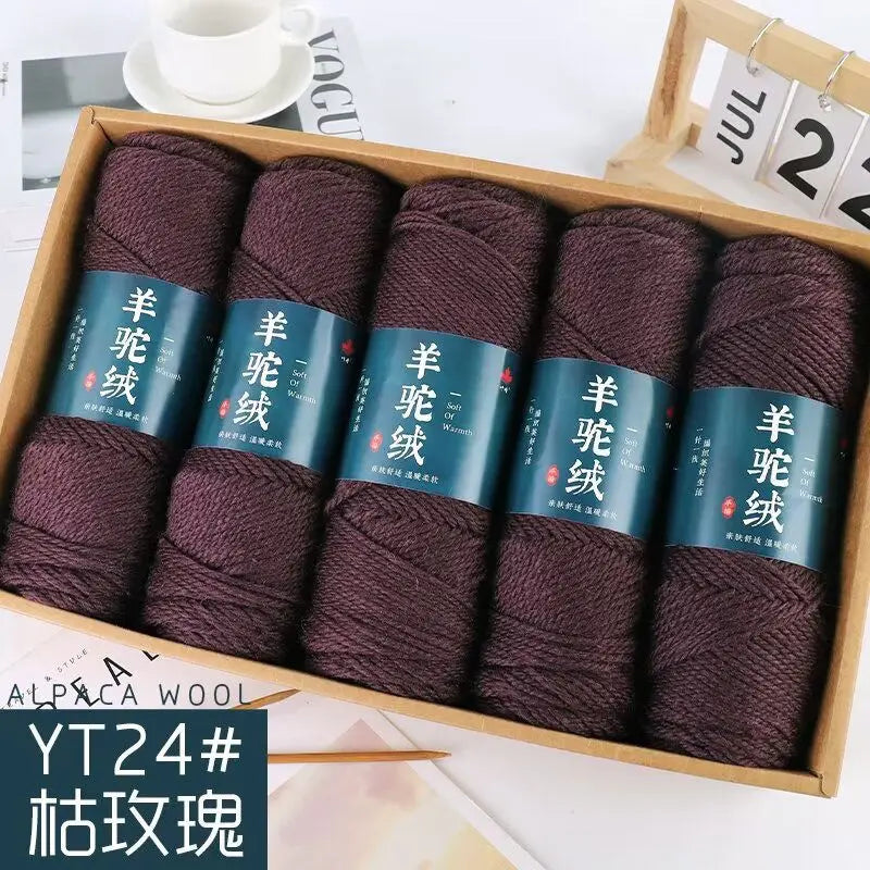 Fil de laine d'alpaga et cachemire, 500 g/ensemble, pour vêtements au Crochet, chapeaux, gants, moyennement épais, 3 plis, fil de laine tricoté à la main de haute qualité, gonflé