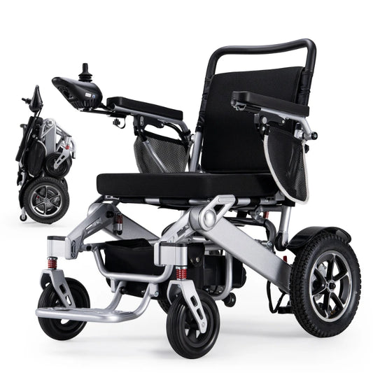 Fauteuil roulant électrique léger en alliage d'aluminium, scooter pliable pour personnes handicapées avec batterie au lithium