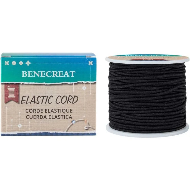 1 Rouleau de 2.5mm de fil élastique noir de 38 yards pour la fabrication de bracelets artisanaux, ULen tissu pour perles