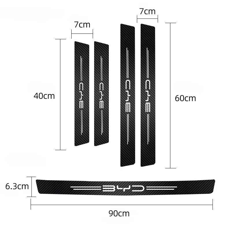 Décalcomanies de porte de voiture en cuir, fibre de carbone, seuil anti-rayures, BYD Atto 3 Yuan Plus Han Tang EV F3 E6 Dmi Song F0 Qin Pro, 5 pièces