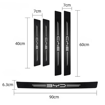 Décalcomanies de porte de voiture en cuir, fibre de carbone, seuil anti-rayures, BYD Atto 3 Yuan Plus Han Tang EV F3 E6 Dmi Song F0 Qin Pro, 5 pièces